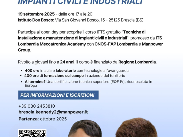 OPEN DAY TECNICO INSTALLAZIONE E MANUTENZIONE IMPIANTI CIVILI E INDUSTRIALI